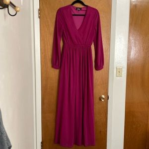 Lulu’s Long Fuchsia Dress